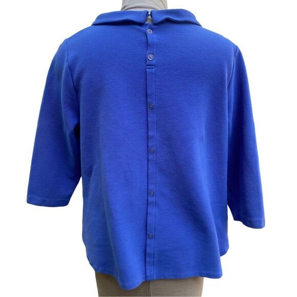 Talbots Funnel Neck Button Back 3/4 Length Sleeves Periwinkle Blue Size 2X - Picture 3 of 10